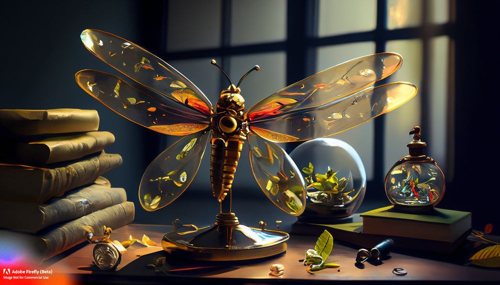Firefly_Fireflymade_of_glass_dark_background_jar_leaves_insects_books_antiques_compass_telescope_hourglass_desk_chair_map_window_and_moon._photo_3065_1.jpg