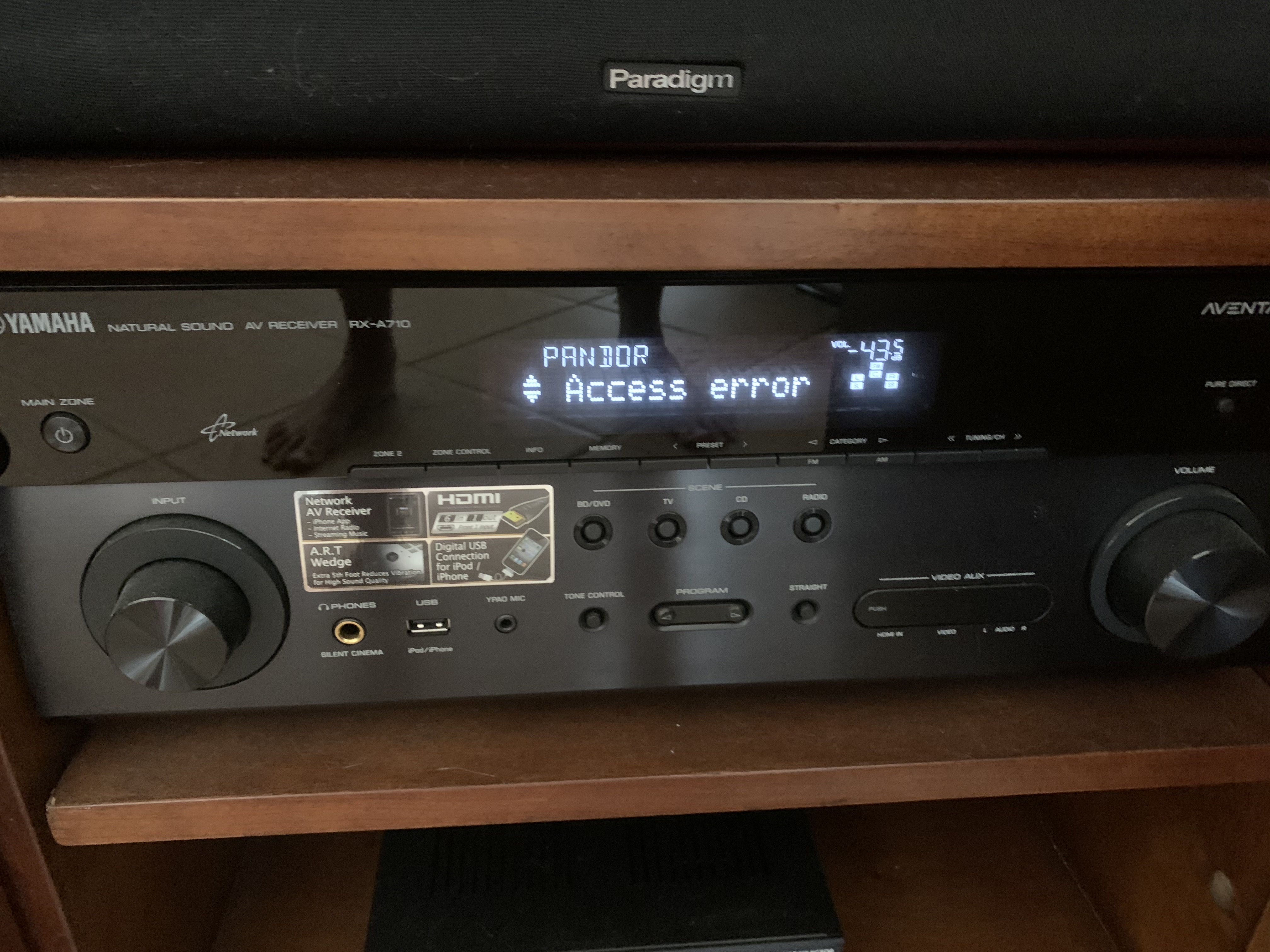 Yamaha RXV671 access error after a few songs Pandora Community