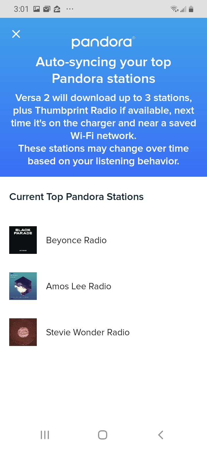 pandora fitbit versa