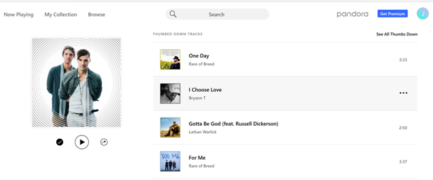Pandora rated thumbs down none of my thumbs down forrest frank 9 17 2025-2
