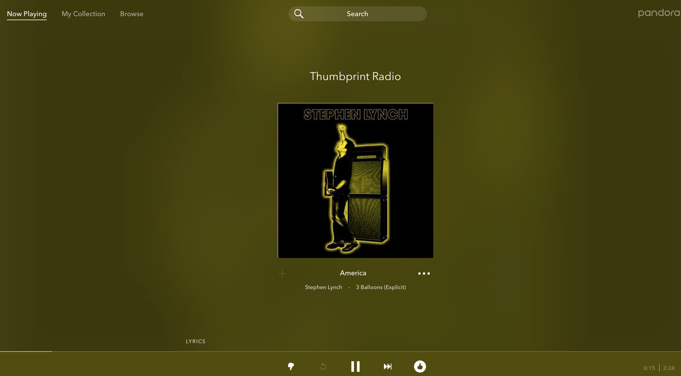 Thumbprint radio always started on the same song Pandora Community