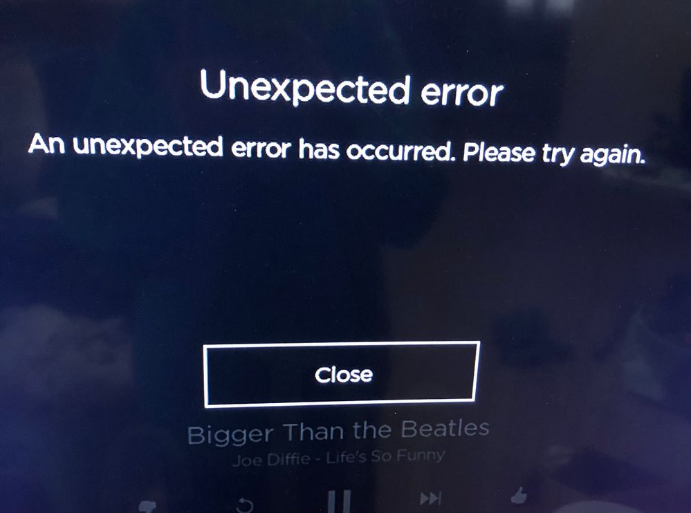 This is the error I get on the Roku.