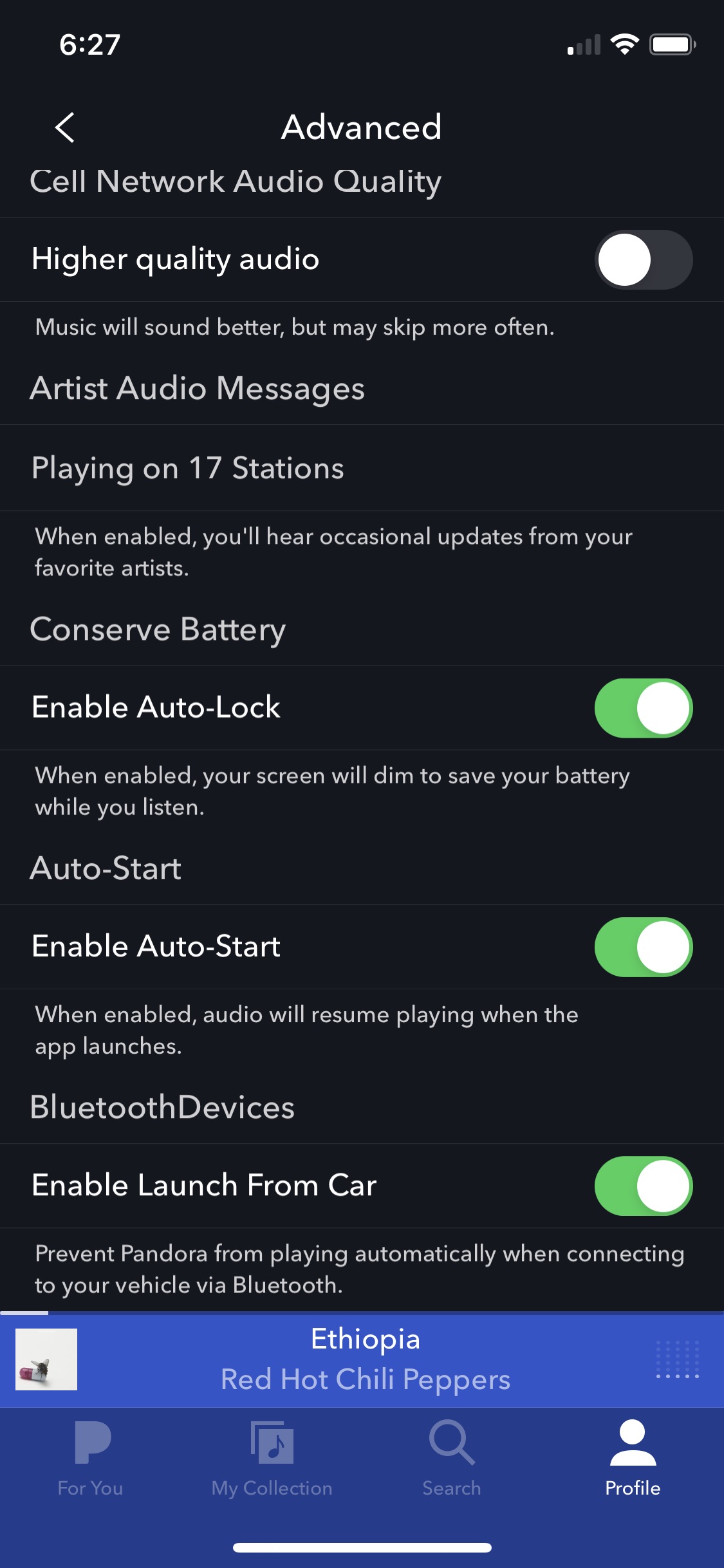 streaming pandora in my car