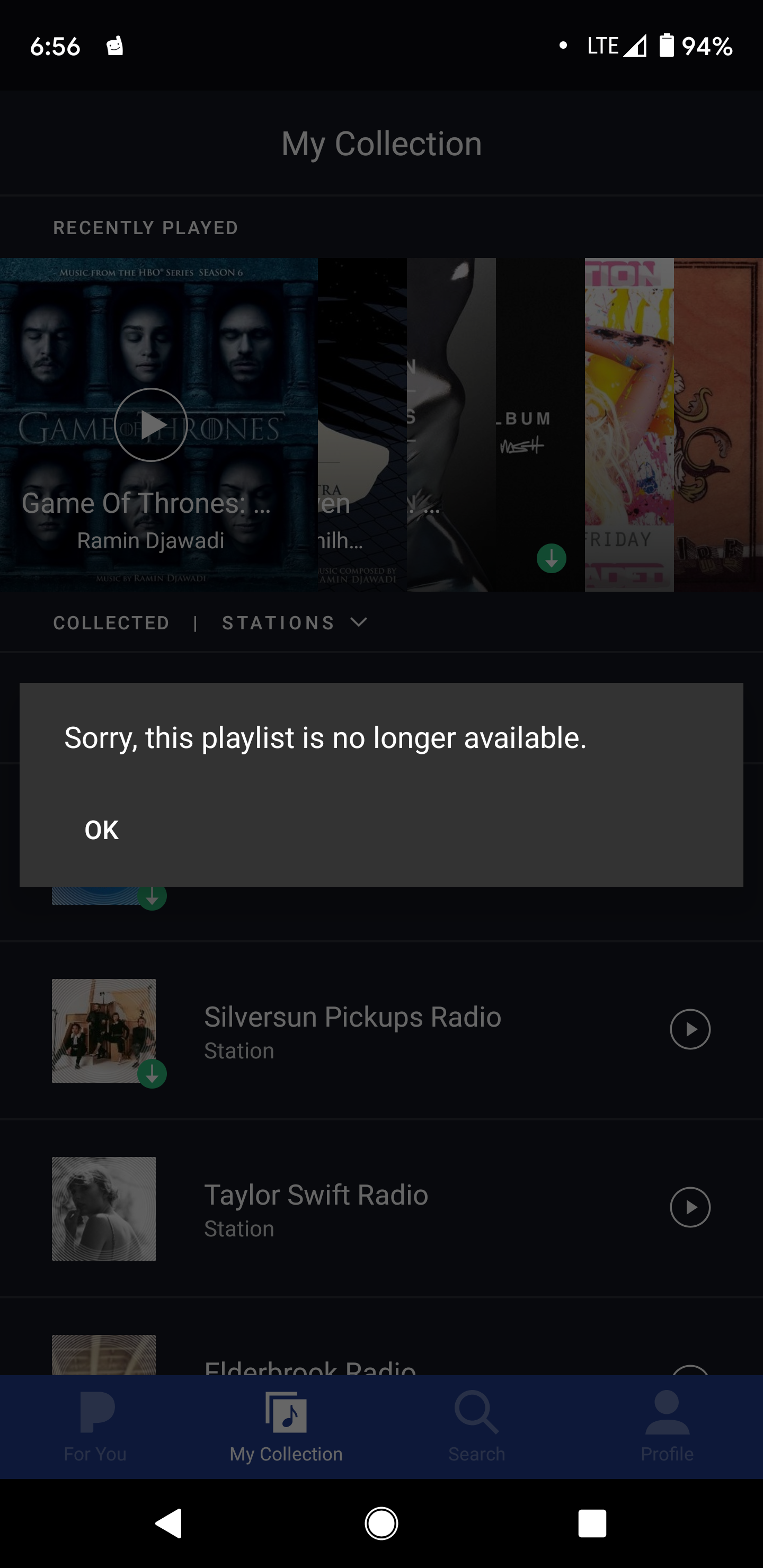 Solved Error Message "Sorry, this playlist is no longer Pandora