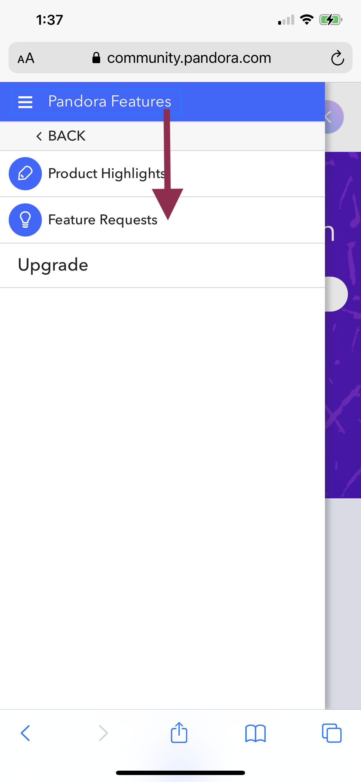 Locating Feature Request Board on iOS - Pandora Community