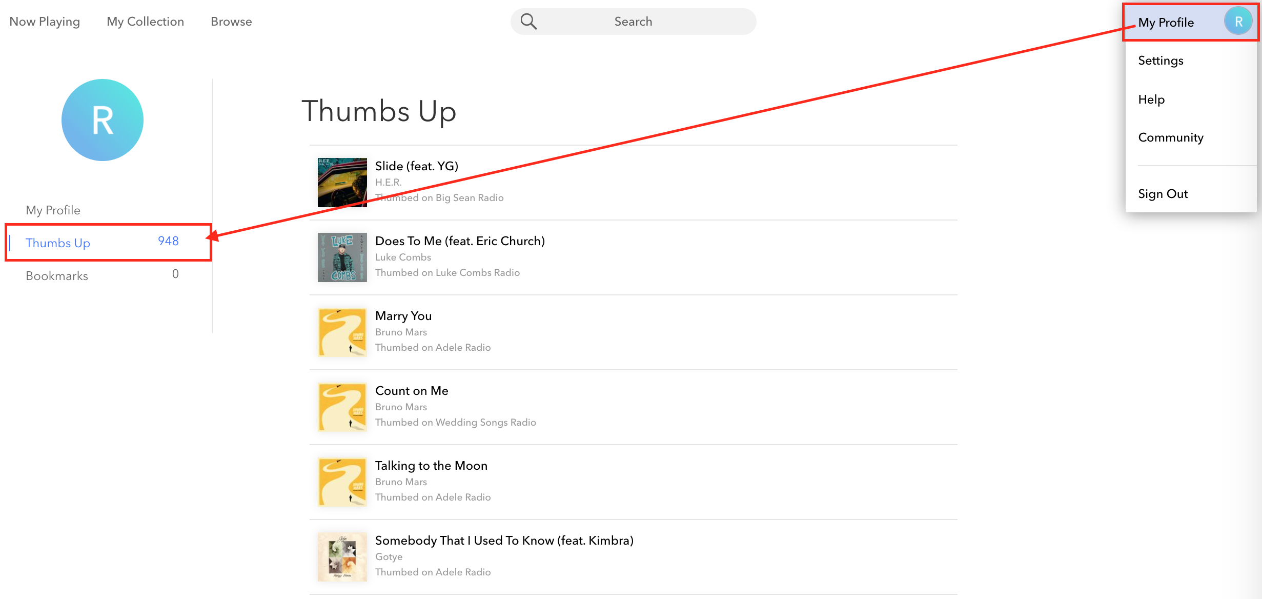 blande moden Betaling Solved: How to view liked/thumbed up songs - Pandora Community