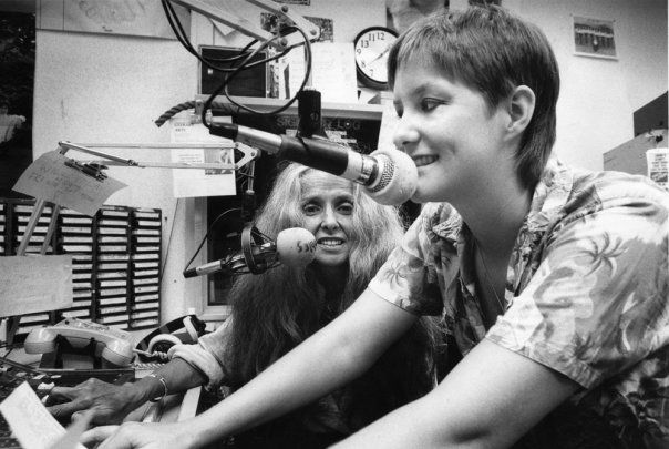H'lane on the left, me on the right, 1985 in the air studio of KTUH FM Honolulu