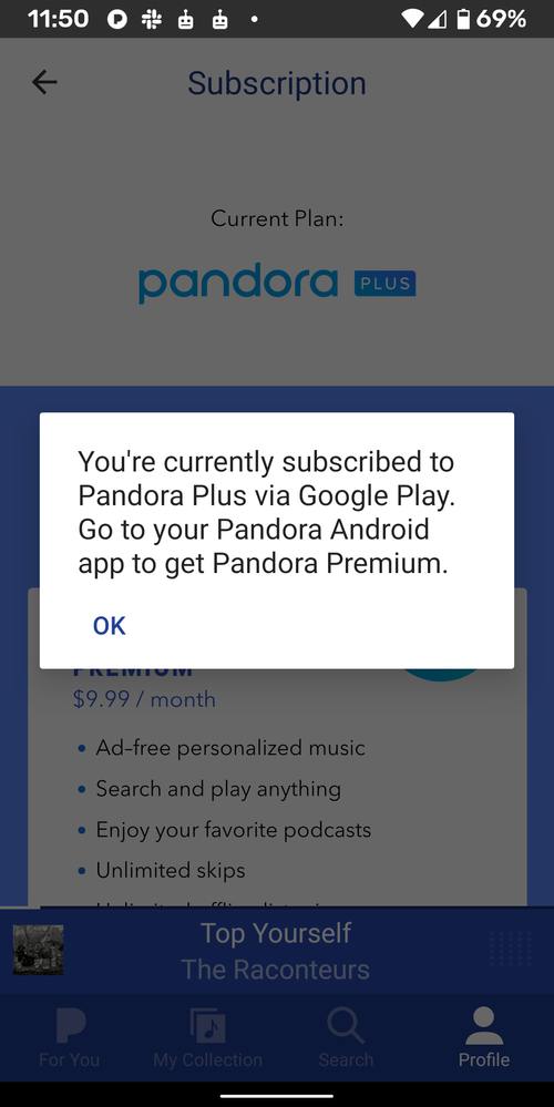 Subscription screen