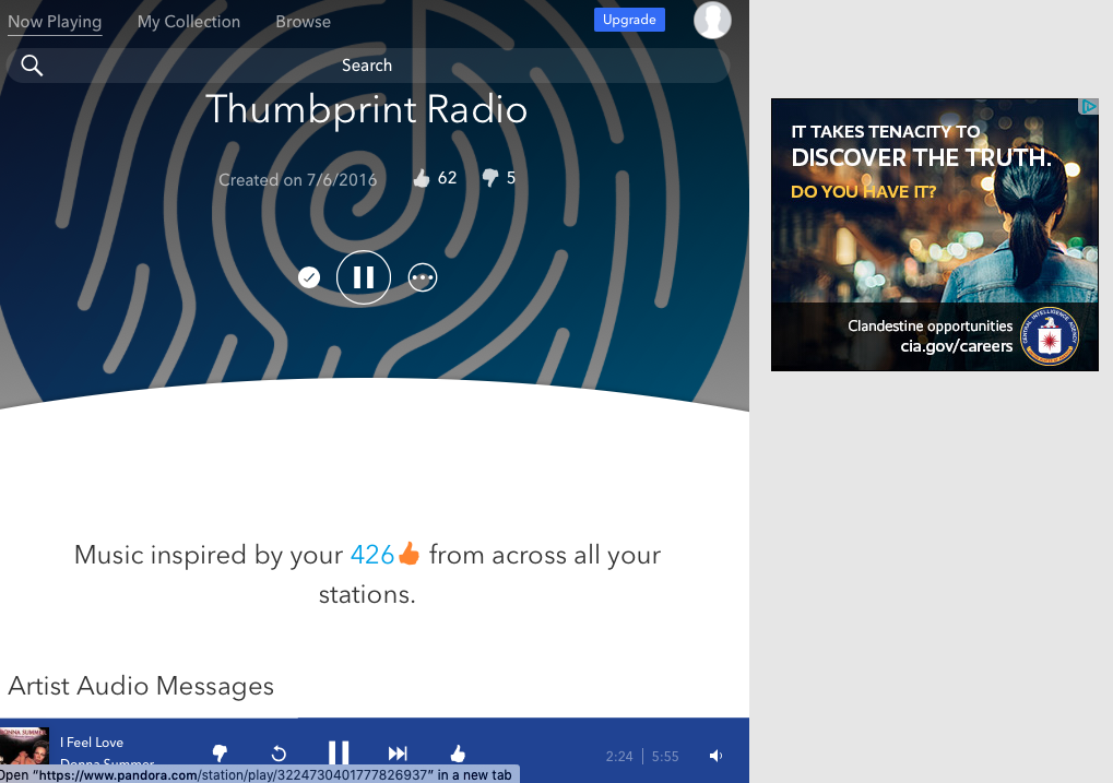 Solved Thumbprint Radio Station Repetition Pandora Community