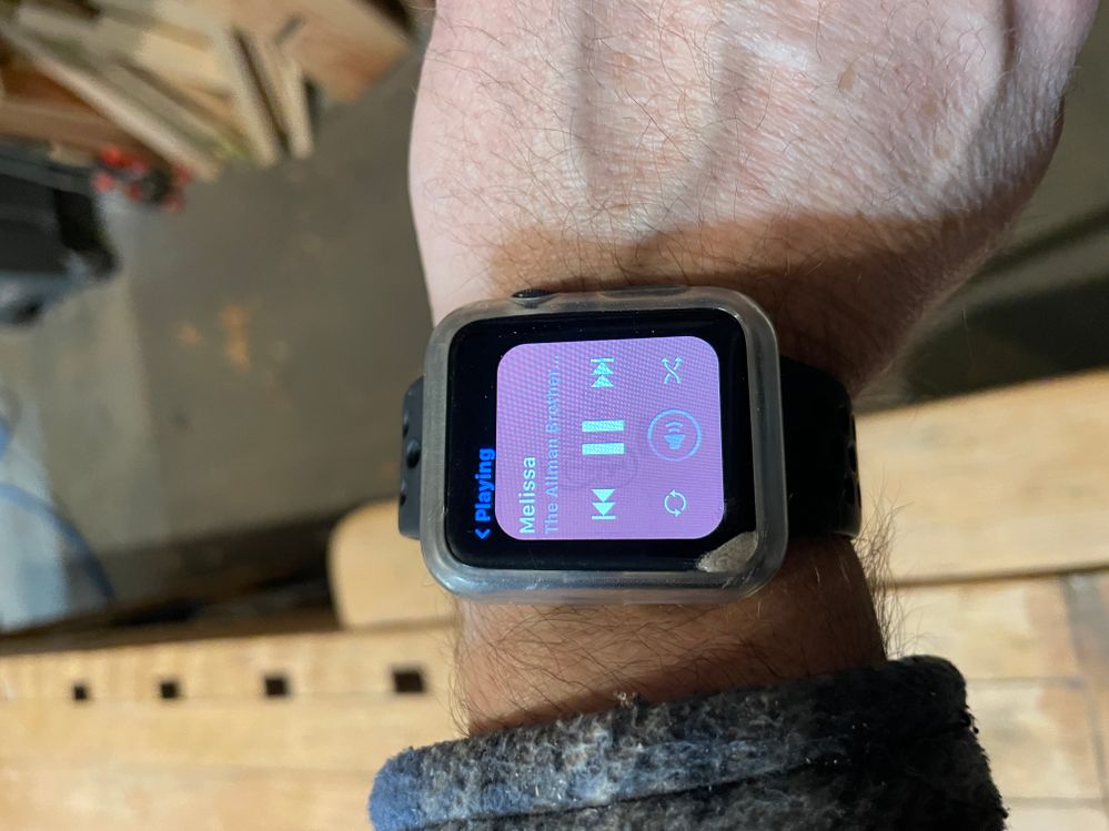 Pandora display on Apple Watch, time of day missing